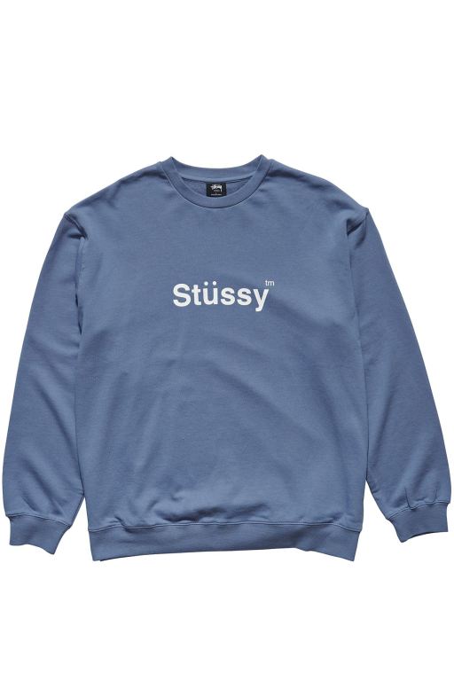 Stussy Mens Text Crew Leisure Sets Blue - UEBCH9356